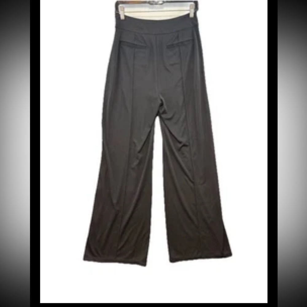 Lauren Ralph Lauren Women’s Chain Trim Pleated Black Jersey Wide Leg Pants Sz 6P - Picture 3 of 7